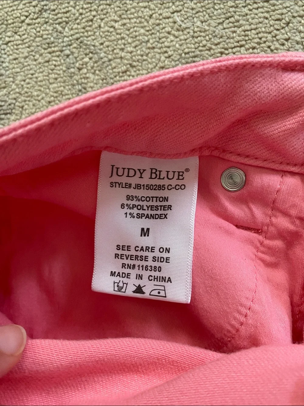 Judy Blue Tummy Control High Waist Cuffed Shorts Medium Bright Pink White